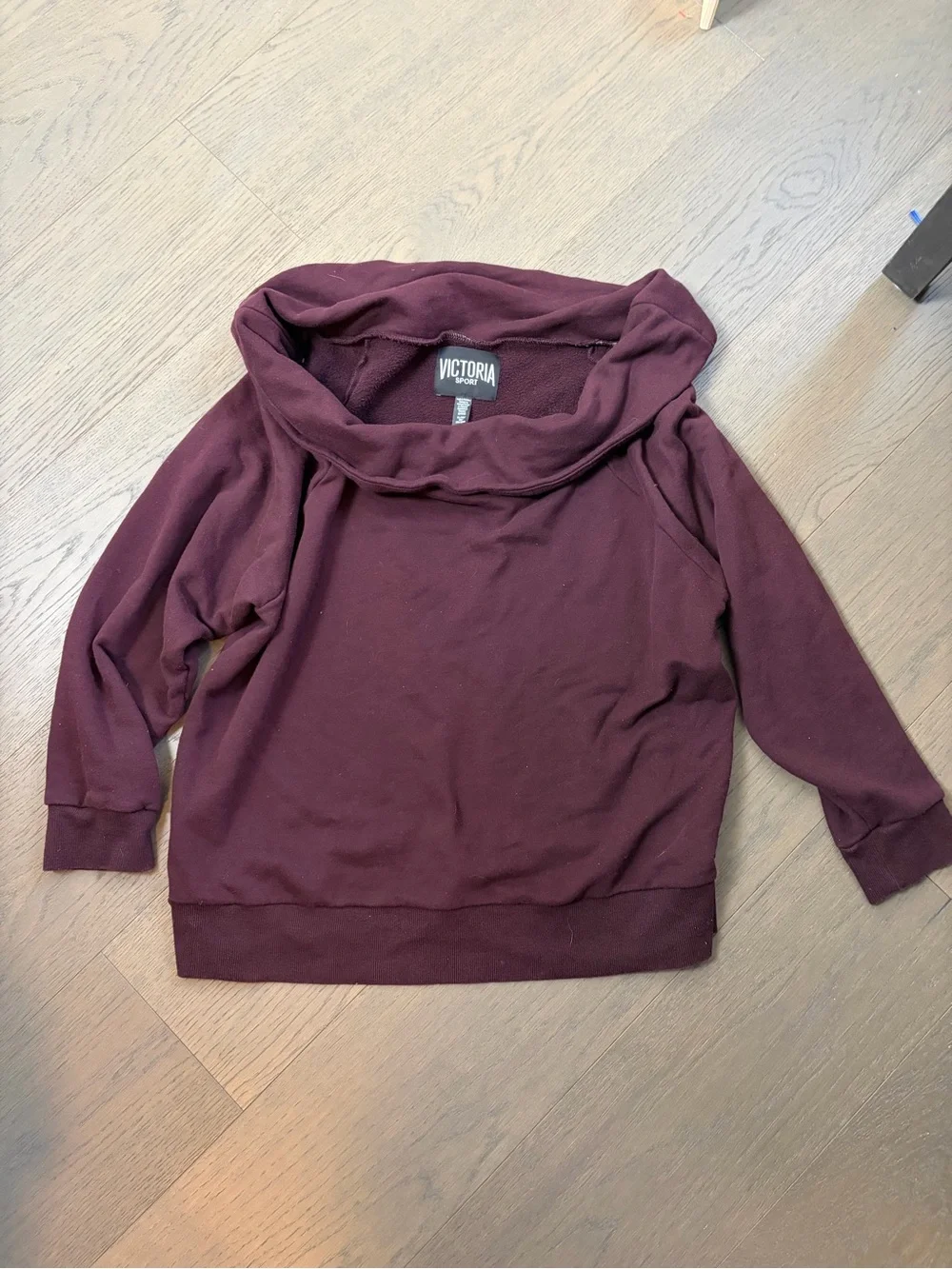 Victoria Sport Cowl Neck 3/4 Sleeve Sweatshirt – Burgundy